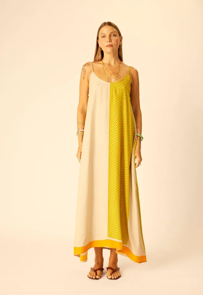 Heather Maxi Block Zigzag Tangerine Women Natalie Martin Dresses