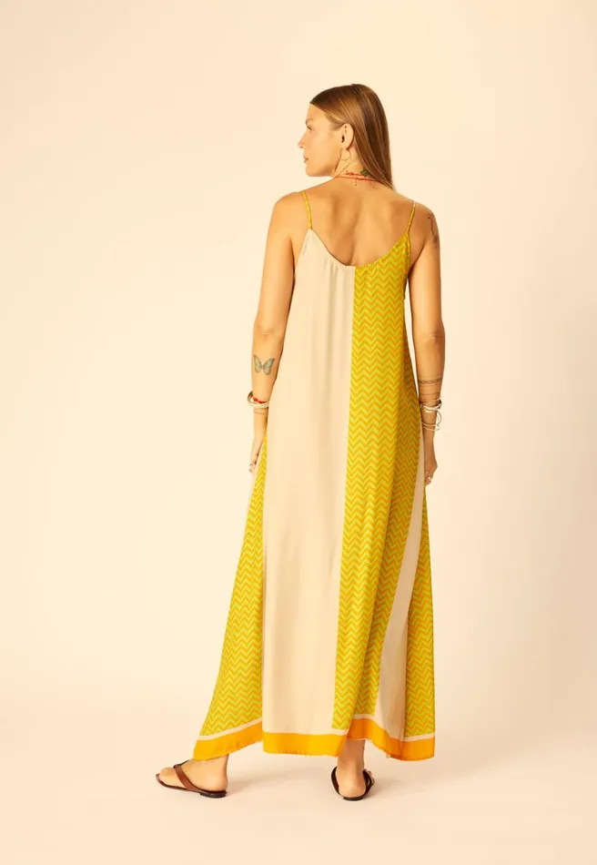 Heather Maxi Block Zigzag Tangerine Women Natalie Martin Dresses
