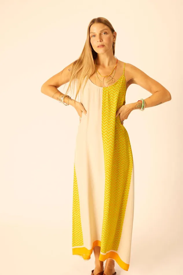 Heather Maxi Block Zigzag Tangerine Women Natalie Martin Dresses
