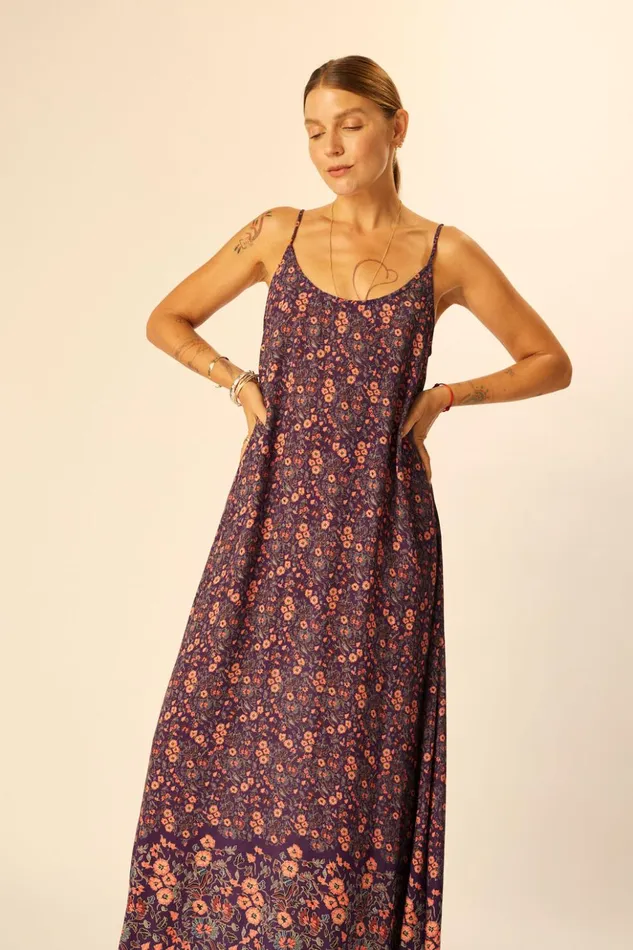 Heather Maxi Petite Fleur Aubergine Women Natalie Martin Dresses