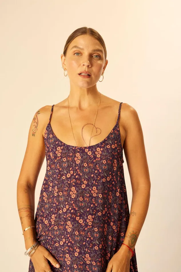Heather Maxi Petite Fleur Aubergine Women Natalie Martin Dresses