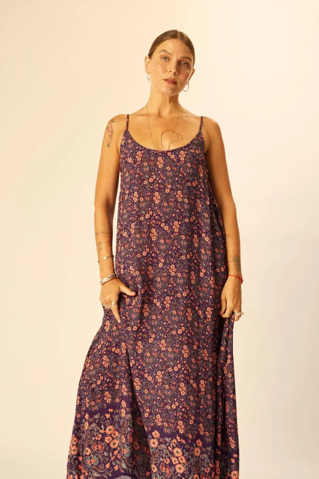 Heather Maxi Petite Fleur Aubergine Women Natalie Martin Dresses