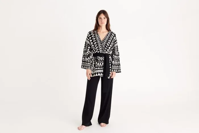 Homewear Womens Eres Constellation Kimono Noirivoire