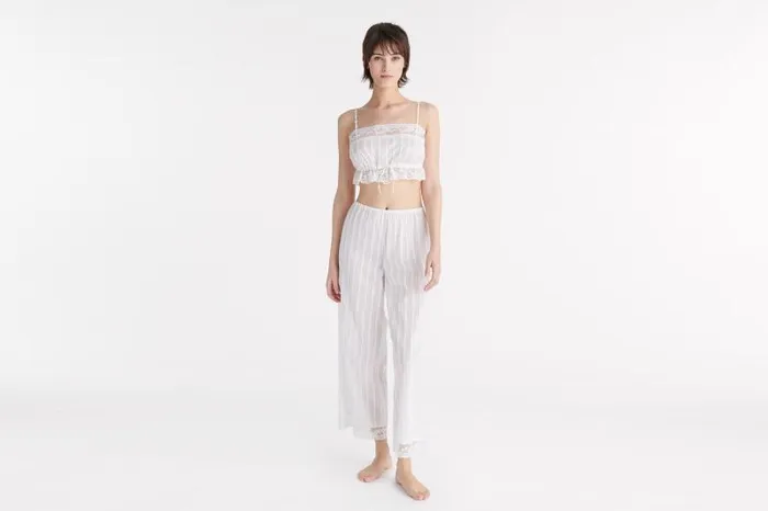 Homewear Womens Eres Coton Large Trousers Blanc