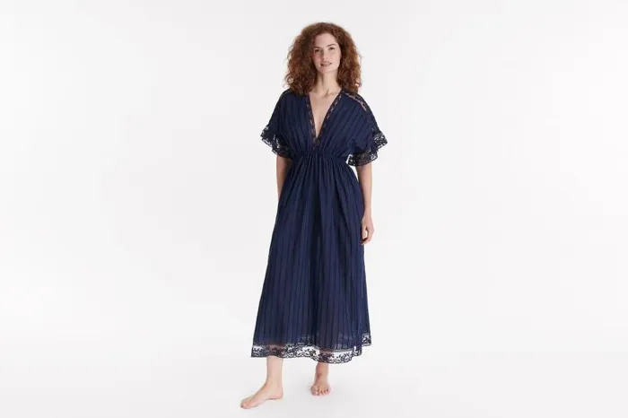 Homewear Womens Eres Douceur Long Dress Ciel De Nuit