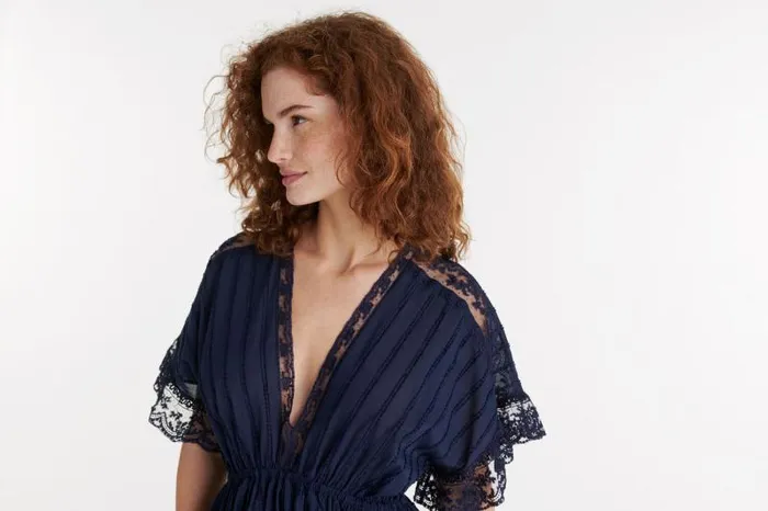 Homewear Womens Eres Douceur Long Dress Ciel De Nuit