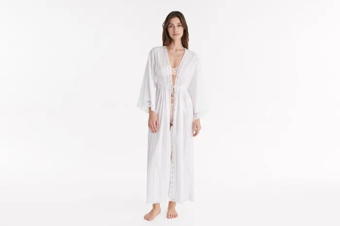 Homewear Womens Eres Lacte Long Robe Blanc