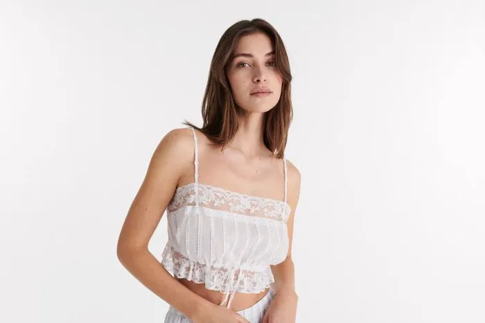 Homewear Womens Eres Perle Crop Top Bra Blanc