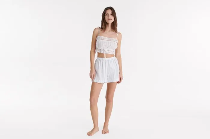 Homewear Womens Eres Perle Crop Top Bra Blanc