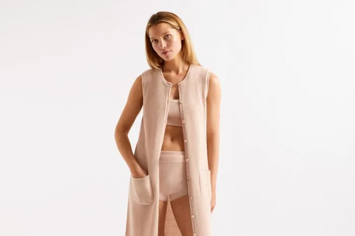 Homewear Womens Eres Somnambule Long Jacket Calcaire