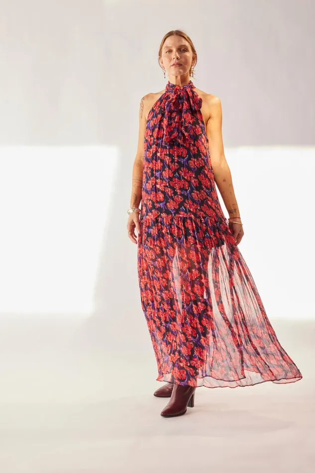 Indiana Maxi Chiffon Watercolor Onyx Women Natalie Martin Dresses