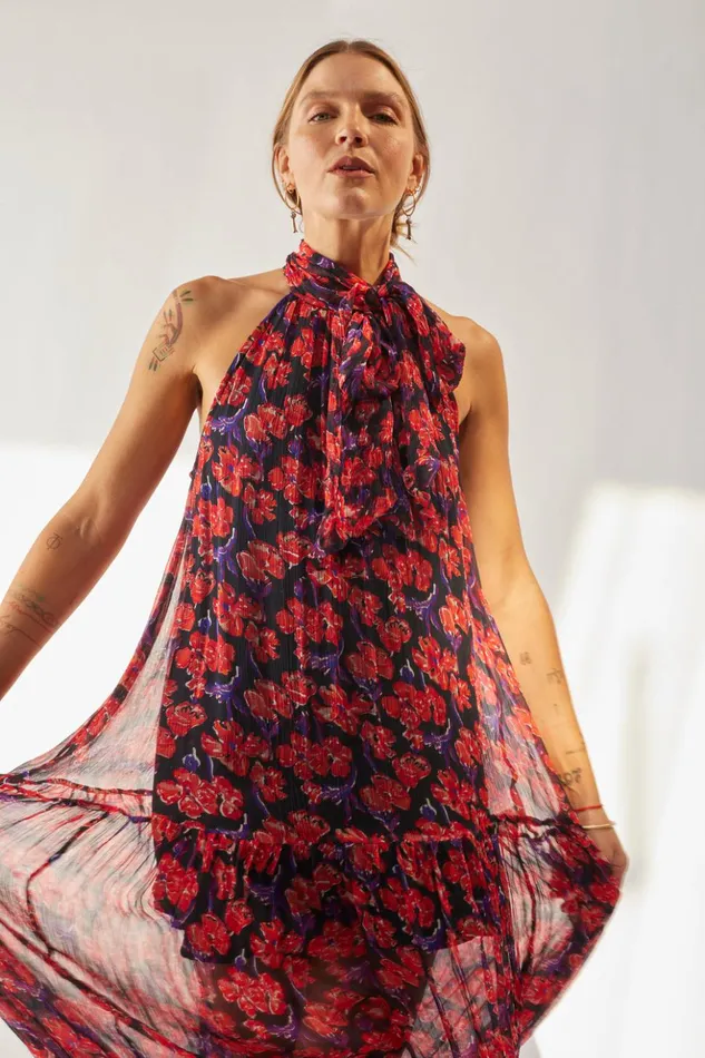 Indiana Maxi Chiffon Watercolor Onyx Women Natalie Martin Dresses