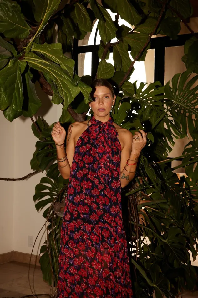 Indiana Maxi Chiffon Watercolor Onyx Women Natalie Martin Dresses