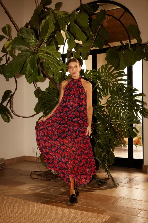 Indiana Maxi Chiffon Watercolor Onyx Women Natalie Martin Dresses