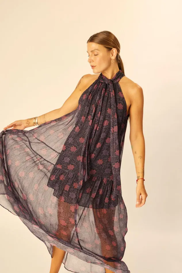 Indiana Maxi Snowflake Aubergine Women Natalie Martin Dresses