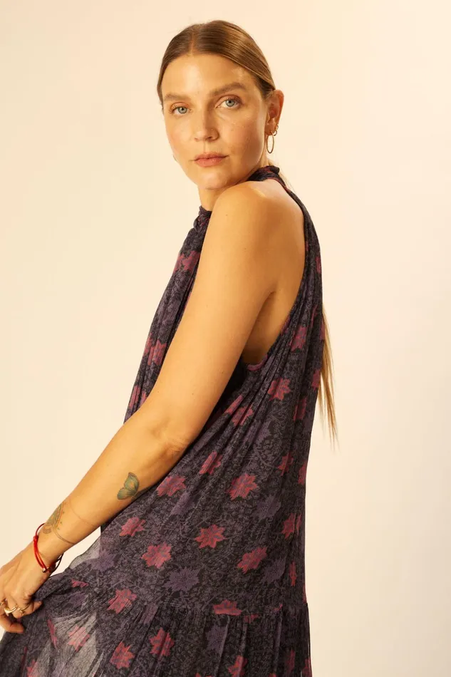 Indiana Maxi Snowflake Aubergine Women Natalie Martin Dresses