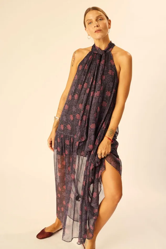 Indiana Maxi Snowflake Aubergine Women Natalie Martin Dresses