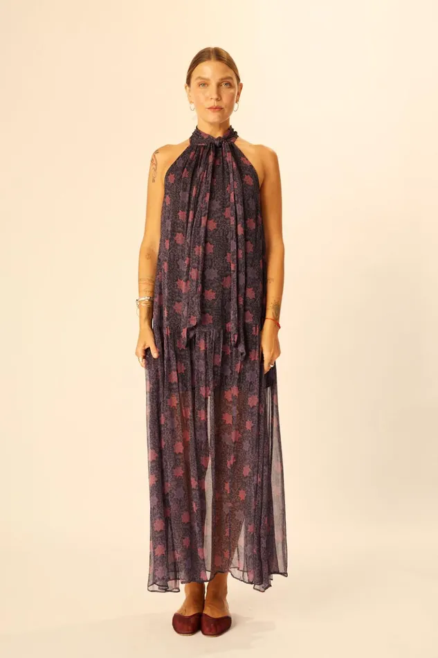 Indiana Maxi Snowflake Aubergine Women Natalie Martin Dresses
