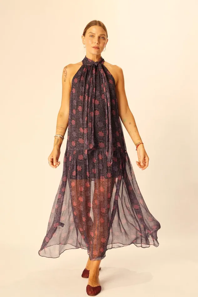 Indiana Maxi Snowflake Aubergine Women Natalie Martin Dresses