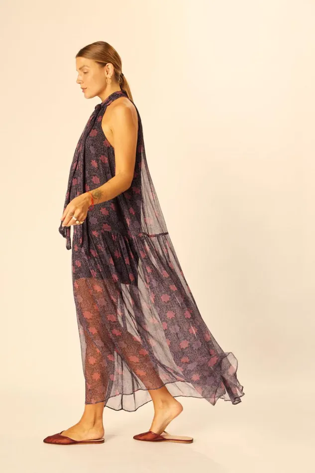 Indiana Maxi Snowflake Aubergine Women Natalie Martin Dresses