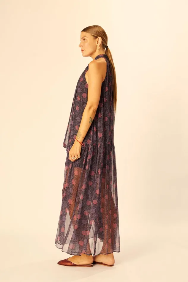 Indiana Maxi Snowflake Aubergine Women Natalie Martin Dresses