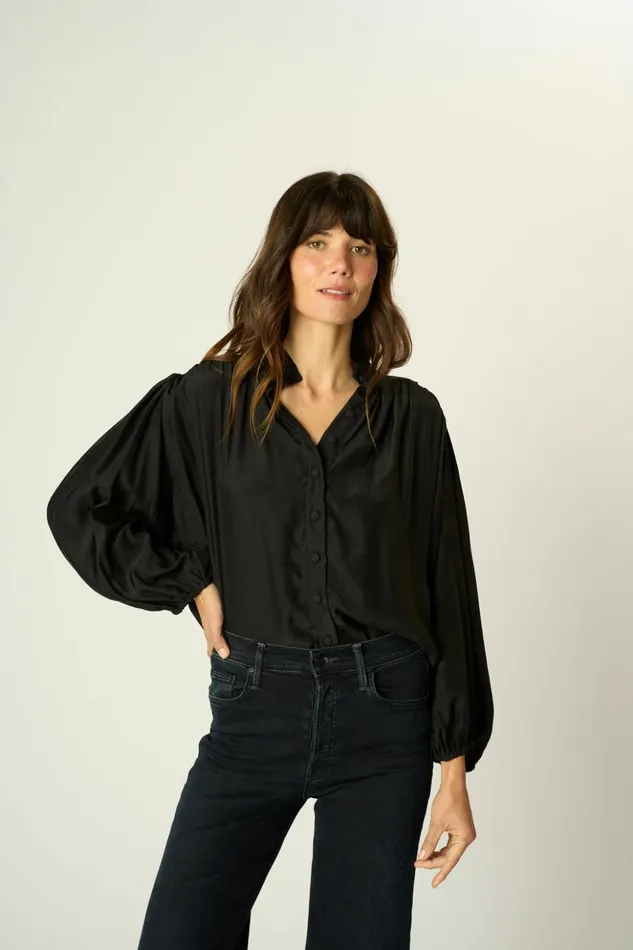 Iris Top Black Silk Women Natalie Martin Tops