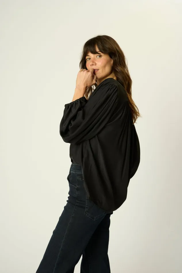 Iris Top Black Silk Women Natalie Martin Tops