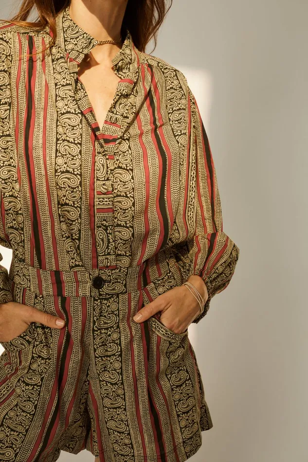 Iris Top Paisley Stripe Black Women Natalie Martin Tops Iris Top Paisley Stripe Black Women Natalie Martin Tops