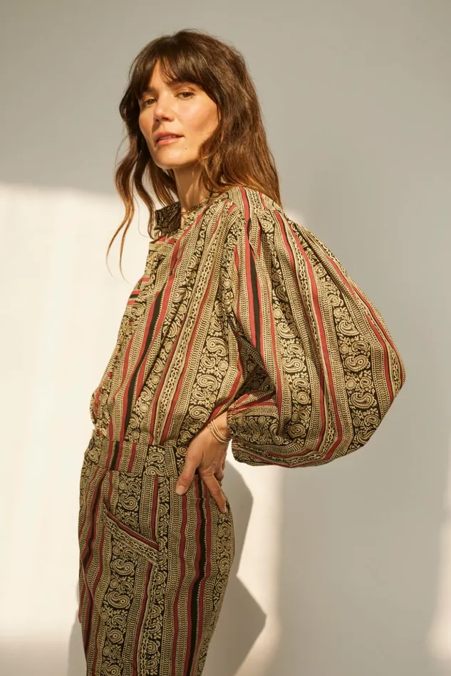 Iris Top Paisley Stripe Black Women Natalie Martin Tops Iris Top Paisley Stripe Black Women Natalie Martin Tops