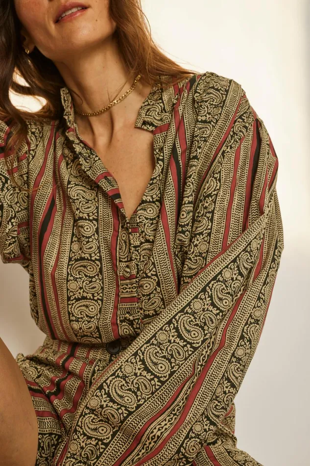 Iris Top Paisley Stripe Black Women Natalie Martin Tops Iris Top Paisley Stripe Black Women Natalie Martin Tops