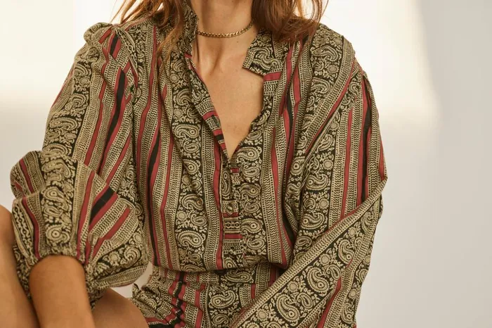 Iris Top Paisley Stripe Black Women Natalie Martin Tops Iris Top Paisley Stripe Black Women Natalie Martin Tops