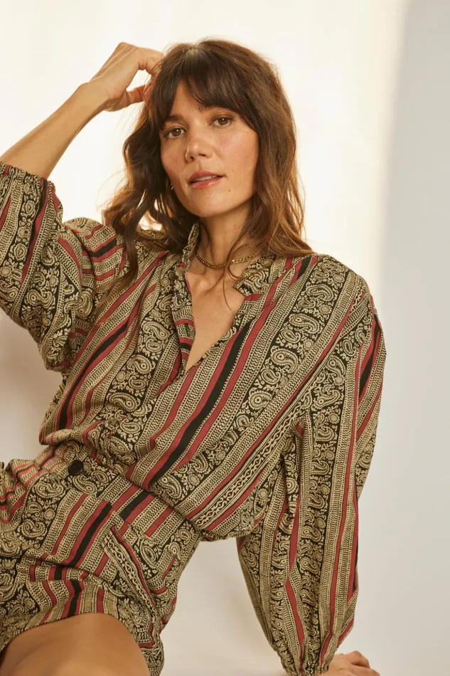 Iris Top Paisley Stripe Black Women Natalie Martin Tops Iris Top Paisley Stripe Black Women Natalie Martin Tops