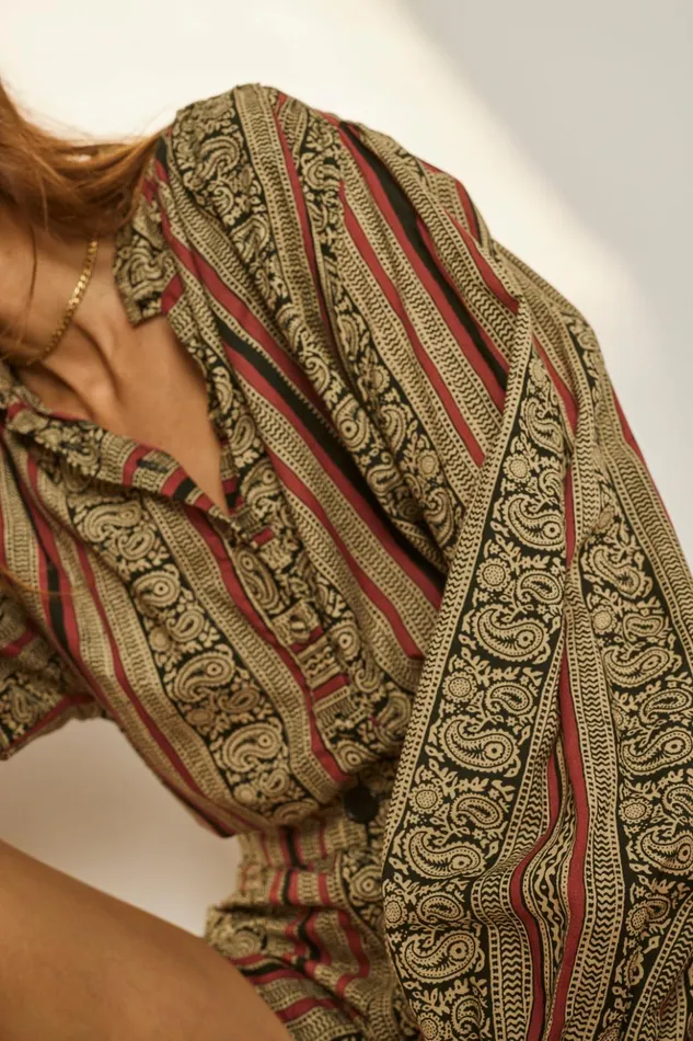 Iris Top Paisley Stripe Black Women Natalie Martin Tops Iris Top Paisley Stripe Black Women Natalie Martin Tops
