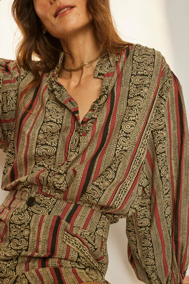 Iris Top Paisley Stripe Black Women Natalie Martin Tops Iris Top Paisley Stripe Black Women Natalie Martin Tops