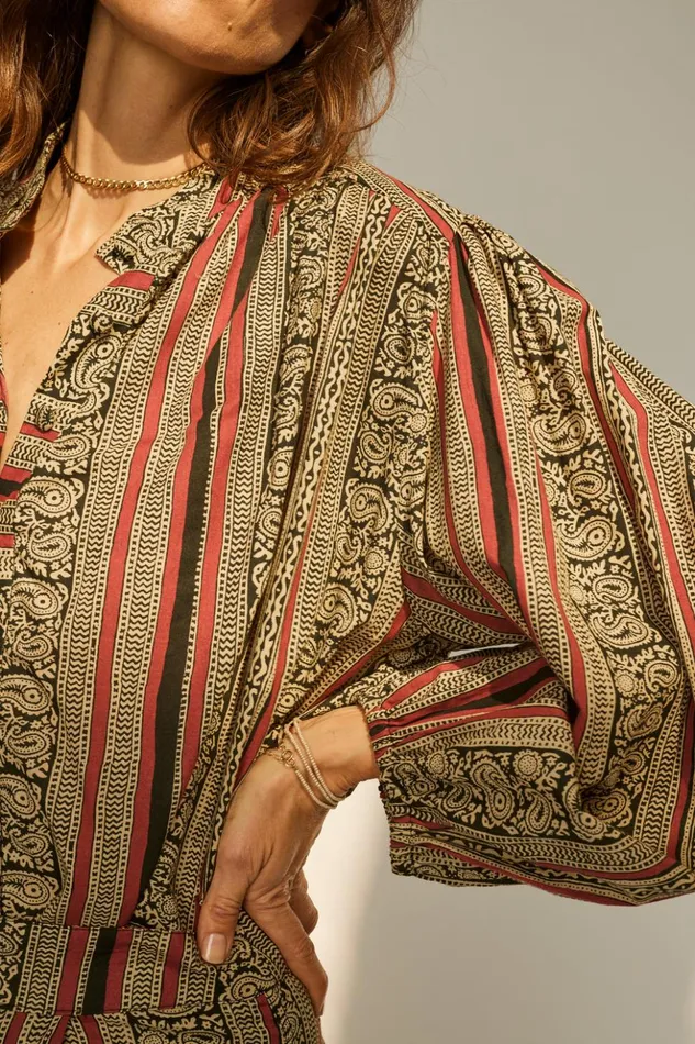 Iris Top Paisley Stripe Black Women Natalie Martin Tops Iris Top Paisley Stripe Black Women Natalie Martin Tops
