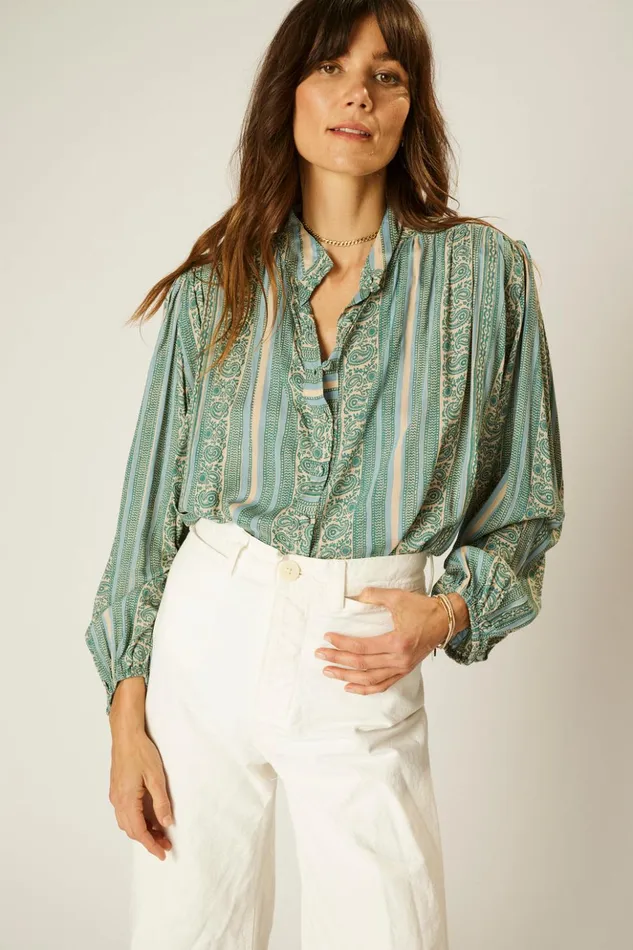 Iris Top Paisley Stripe Pool Women Natalie Martin Tops