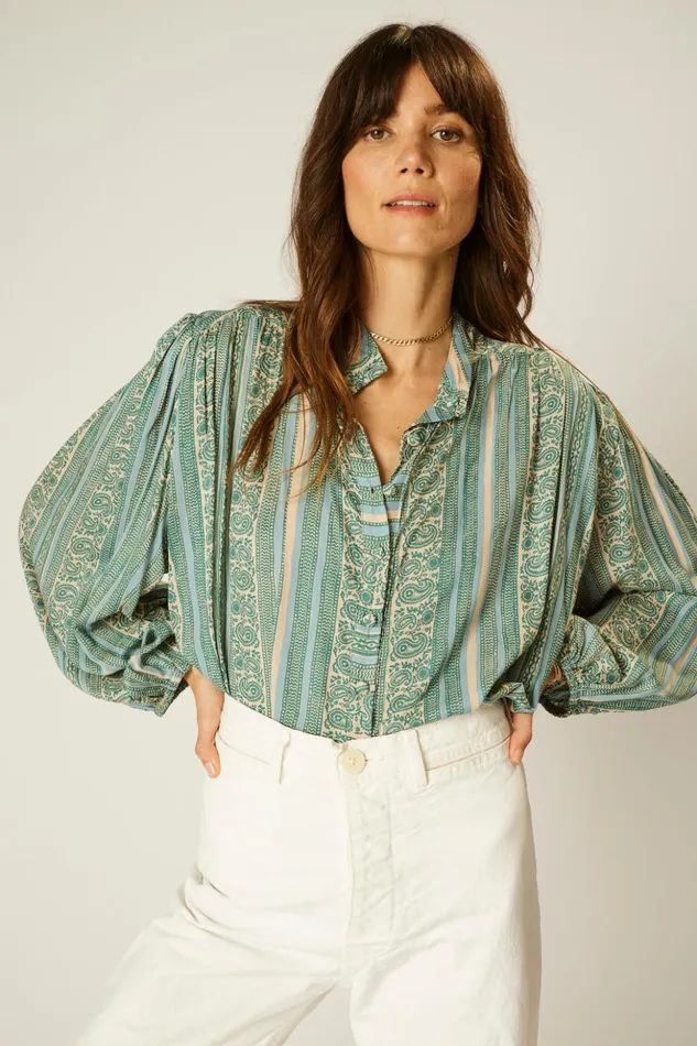 Iris Top Paisley Stripe Pool Women Natalie Martin Tops
