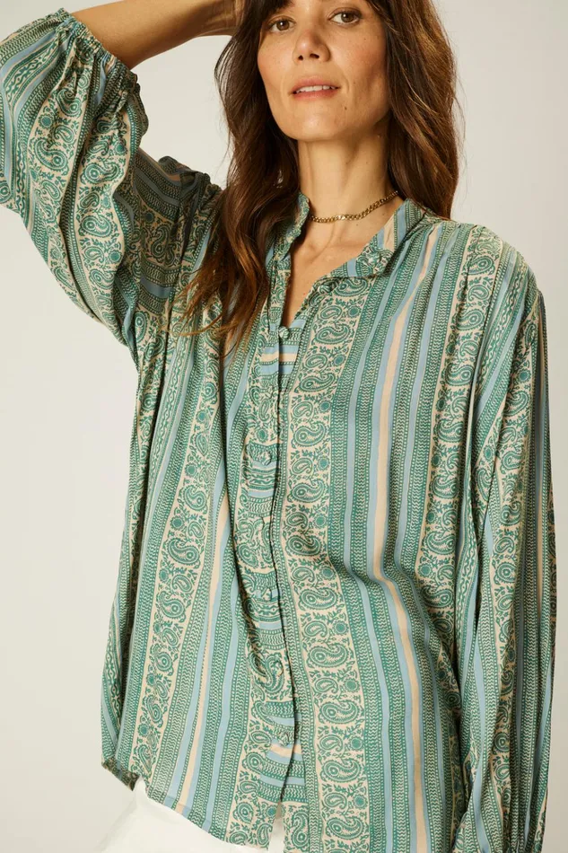 Iris Top Paisley Stripe Pool Women Natalie Martin Tops