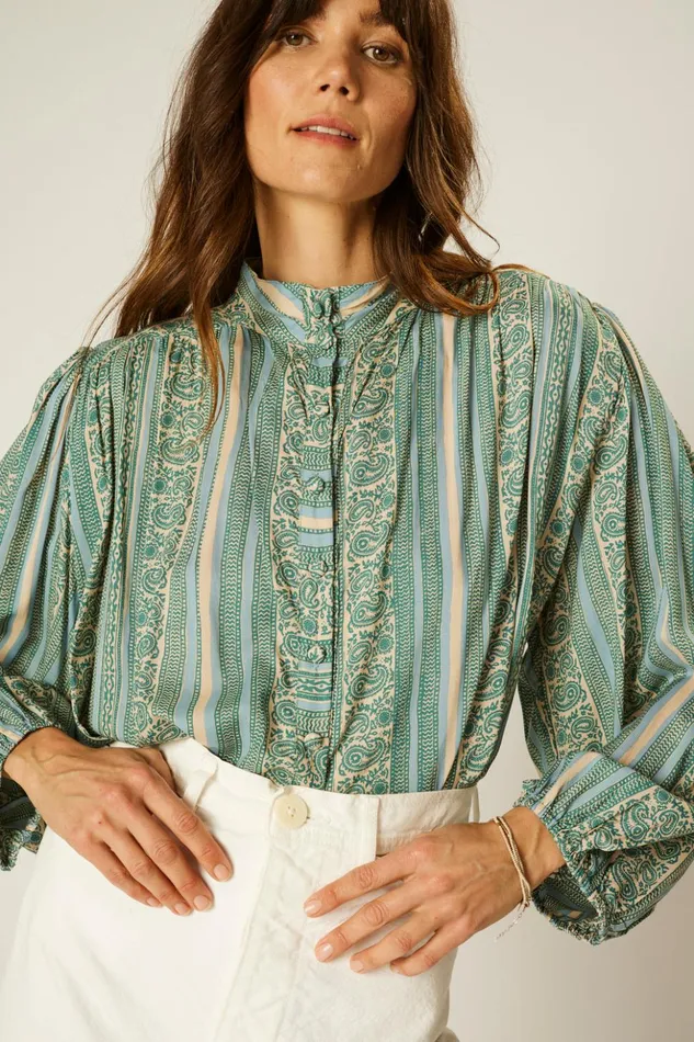 Iris Top Paisley Stripe Pool Women Natalie Martin Tops