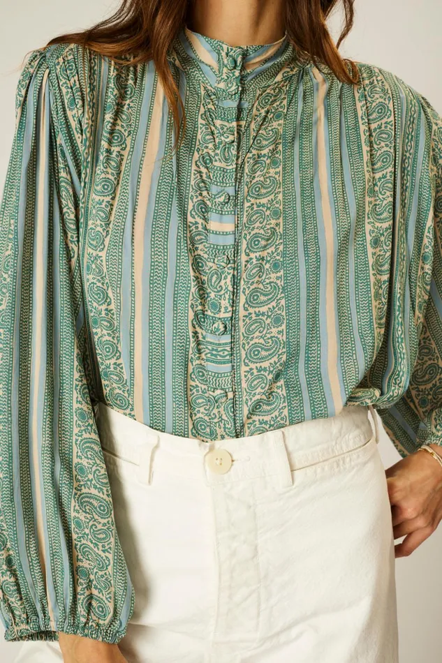 Iris Top Paisley Stripe Pool Women Natalie Martin Tops