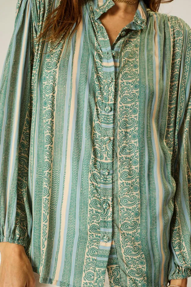 Iris Top Paisley Stripe Pool Women Natalie Martin Tops