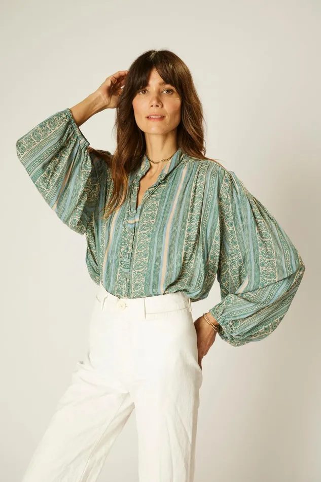 Iris Top Paisley Stripe Pool Women Natalie Martin Tops