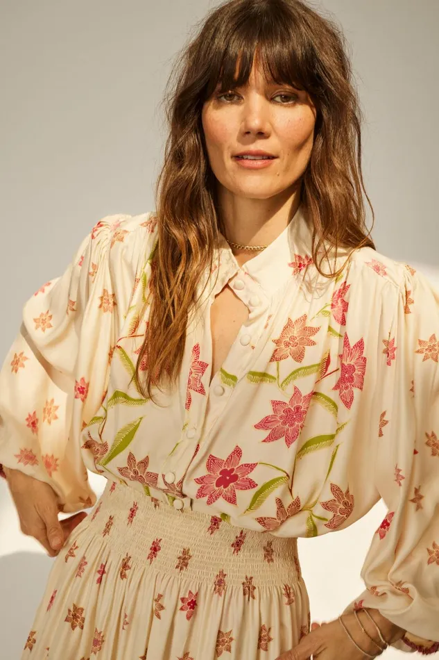 Iris Top Starflower Cream Women Natalie Martin Tops