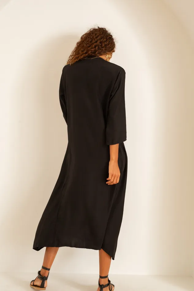 Isobel Dress Black Silk Women Natalie Martin Coverups