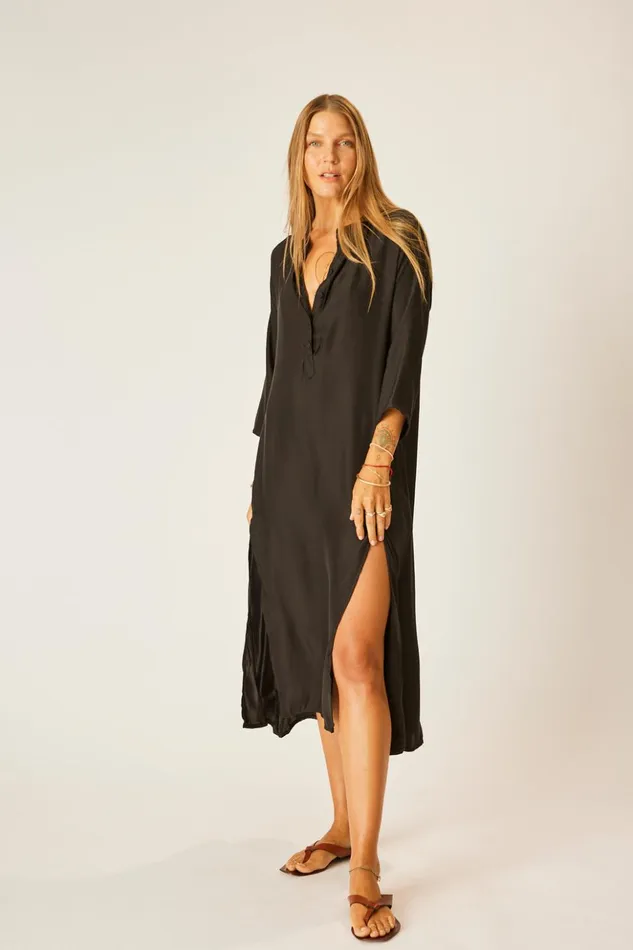 Isobel Dress Black Silk Women Natalie Martin Coverups