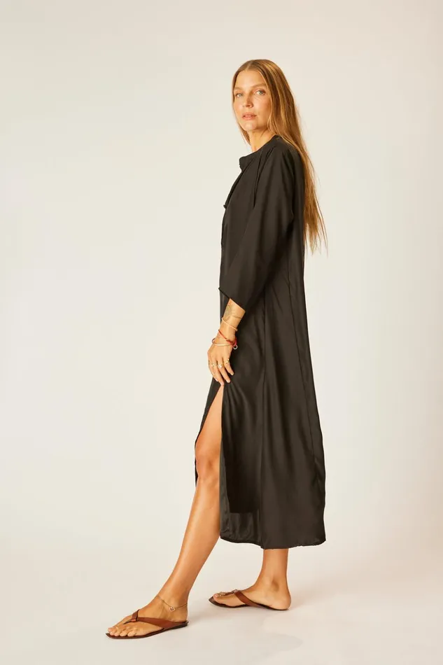 Isobel Dress Black Silk Women Natalie Martin Coverups