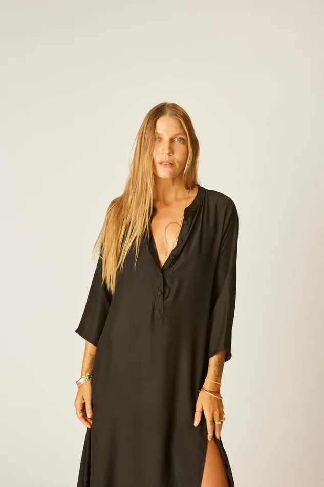 Isobel Dress Black Silk Women Natalie Martin Coverups