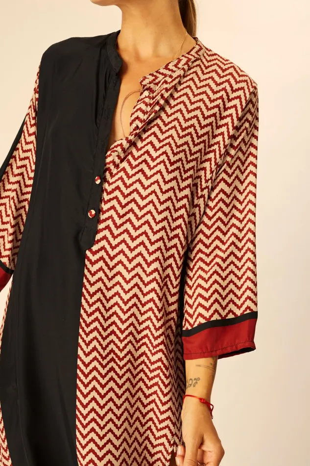 Isobel Dress Block Zigzag Noire Women Natalie Martin Coverups