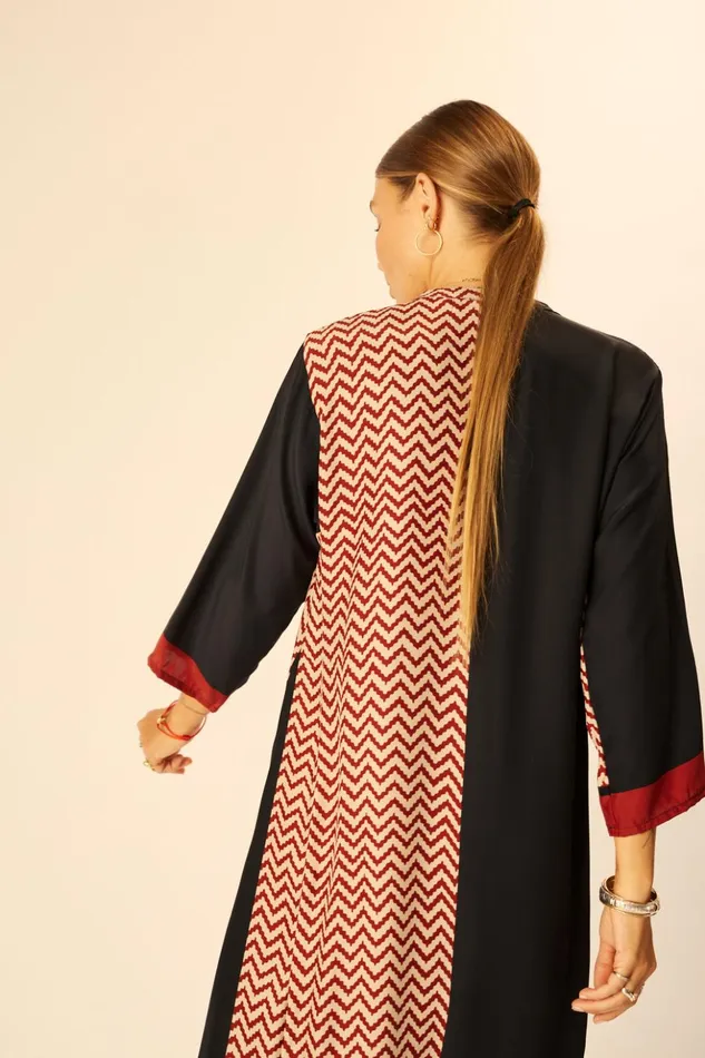 Isobel Dress Block Zigzag Noire Women Natalie Martin Coverups