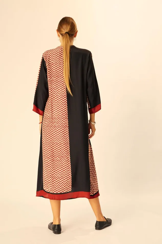Isobel Dress Block Zigzag Noire Women Natalie Martin Coverups